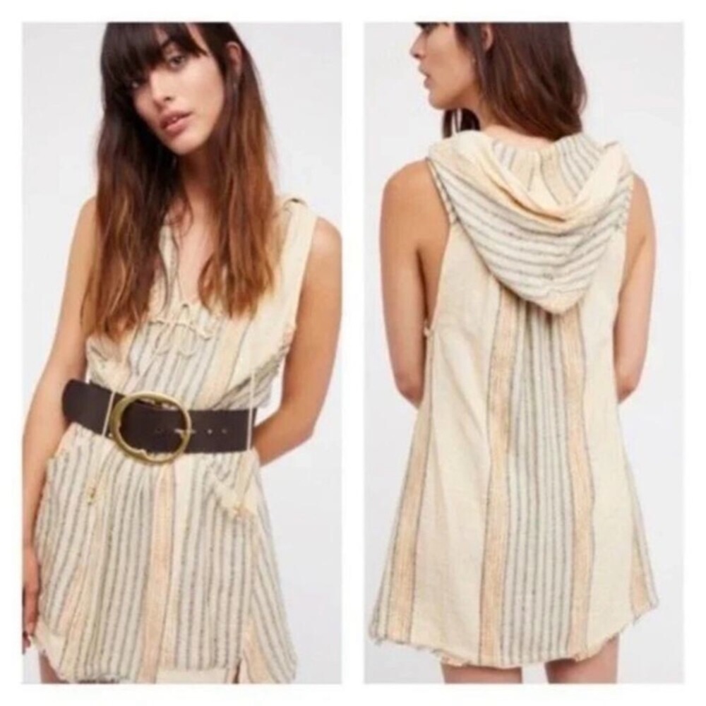 $108 Free People ALL RIGHT NOW Mini Sleeveless Hooded BOHO Dress Sz S XS